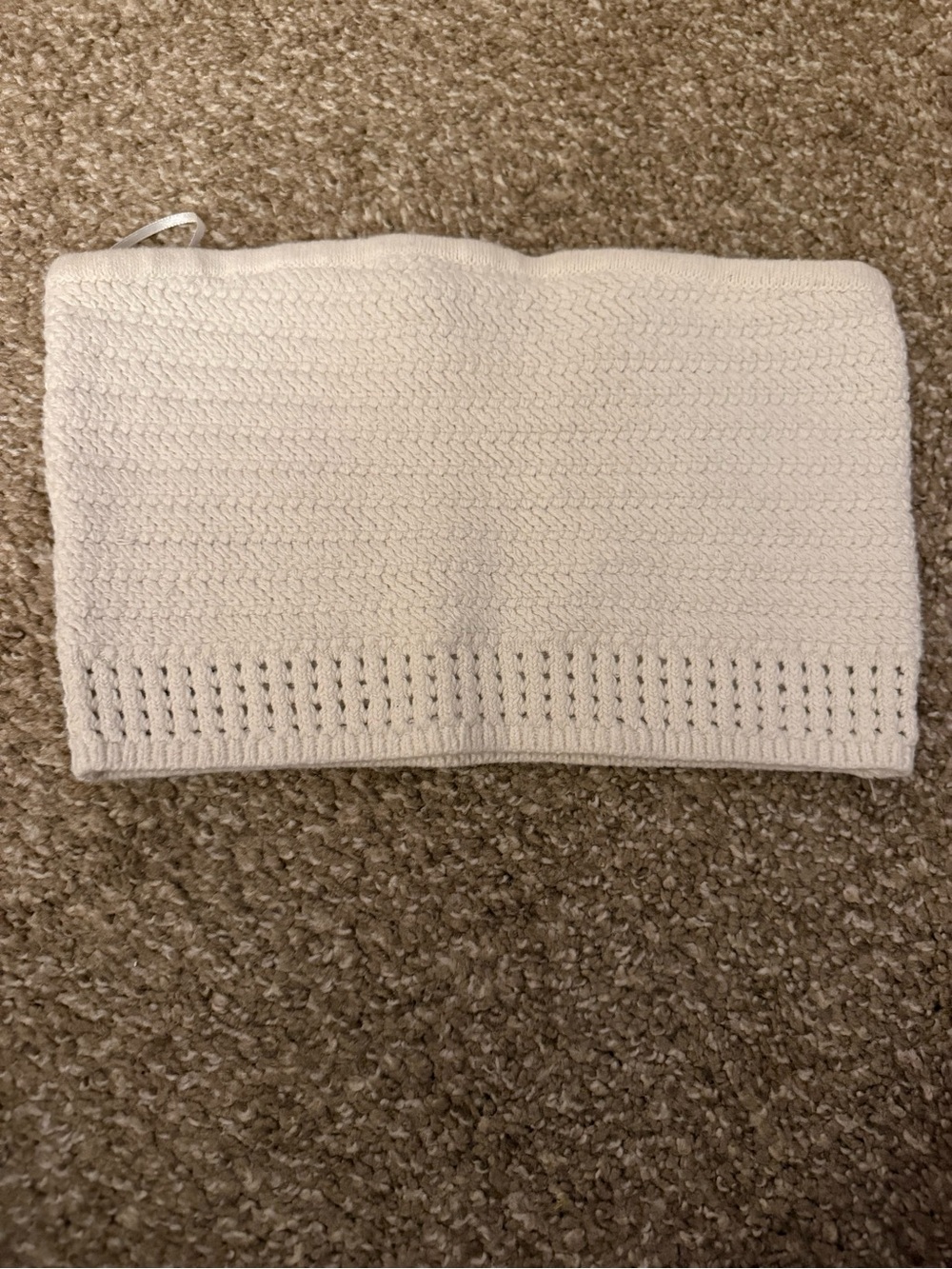 Garage Cream Knit Crochet-Detail Tube Top